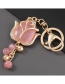 Fashion Pink Alloy Diamond Resin Flower Keychain Pendant