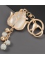 Fashion White Alloy Diamond Resin Flower Keychain Pendant