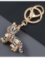 Fashion Golden Alloy Diamond Little Tiger Keychain Pendant