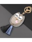 Fashion Gray Alloy Diamond Artificial Leather Owl Keychain Pendant