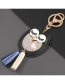 Fashion Black Alloy Diamond Artificial Leather Owl Keychain Pendant