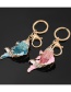 Fashion Pink Alloy Oil Dripping Diamond Tropical Fish Keychain Pendant