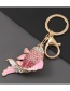 Fashion Pink Alloy Oil Dripping Diamond Tropical Fish Keychain Pendant