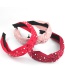 Fashion Black Pure Color Fabric Alloy Small Round Nails Wide Side Knotted Headband