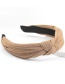Fashion Brown Solid Color Cotton Fabric Wide-brim Knotted Headband