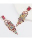 Fashion Color Alloy Diamond Square Long Tassel Earrings