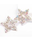 Fashion Ab Color Diamond Five-pointed Star Alloy Hollow Earrings