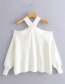 Fashion White Cross Solid Color Off-shoulder Loose Knit Sweater