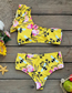 Fashion Yellow Bottom Printing One-shoulder Printed Ruffled High Waist Split Swimsuit