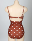 Fashion Printing Small Chest Underwire Gathered Polka Dot Print One-piece Swimsuit