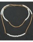Fashion Gold Color Pearl Alloy Multilayer Necklace