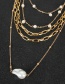 Fashion Gold Color Multilayer Necklace With Shaped Pearl Alloy Pendant