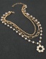 Fashion Gold Color Alloy Round Bead Chain Pearl Multilayer Necklace