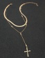 Fashion Gold Color Thin Chain Alloy Cross Pendant Necklace