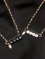 Fashion Black Resin Letter Alloy Pin Necklace