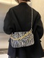 Fashion Zebra Pattern Chain Pleated Leopard Print Diagonal Shoulder Bag