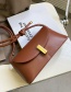 Fashion Light Brown Solid Color Single Shoulder Crossbody Bag With Lock Flap