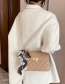 Fashion Brown Silk Scarf Rhombus Lock Diagonal Shoulder Bag