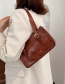 Fashion Brown Oil Wax Leather Belt Buckle One-shoulder Armpit Bag