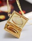 Fashion Champagne Patterned Square Photo Box Gold Plated Copper Necklace