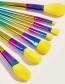 Fashion Colorful 7 Diamond-shaped Yellow Hair Plastic Handle Aluminum Tube Nylon Hair Makeup Brush