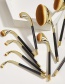 Fashion Local Gold 9pcs Plastic Handle Aluminum Tube Nylon Hair Makeup Brush Set