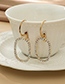 Fashion Silver Color Alloy Diamond Hollow Oval Earrings