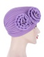 Fashion Wine Red Cross Head Scarf Hat With Messy Flowers On Forehead