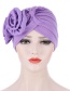 Fashion Turmeric Cross Head Scarf Hat With Messy Flowers On Forehead