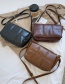 Fashion Coffee Color Embroidered Thread Flap Solid Color One-shoulder Messenger Bag