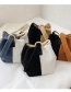 Fashion Black With White Lamb Wool Stitching Contrast Color Single Shoulder Messenger Bag