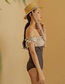 Fashion Coffee Sleeveless High-waisted Swimsuit With Wood Ears