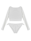 Fashion White Bowknot Long Sleeve Sunscreen Split Swimsuit