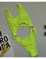 Fashion Fluorescent Yellow Hollow Solid Color Open Back One-piece Swimsuit
