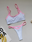 Fashion Rose Red Colorblock Striped Flat Chest Split Swimsuit