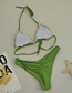 Fashion Green Solid Color Pleated Triangle Soft Cover Split Swimsuit