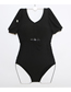 Fashion Black High Waist Drawstring Cutout Swimsuit