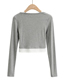 Fashion Gray Solid Color Fake Two-piece Hit Color Hollow Long-sleeved T-shirt