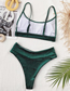 Fashion Green Solid Color High Waist Stitching Split Swimsuit