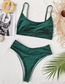 Fashion Green Solid Color High Waist Stitching Split Swimsuit