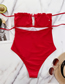 Fashion Red Ruffled Tube Top Hollow One-piece Swimsuit