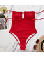 Fashion Red Ruffled Tube Top Hollow One-piece Swimsuit