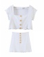 Fashion White Single-breasted Knitted Skirt Suit With Wooden Ears
