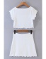 Fashion White Single-breasted Knitted Skirt Suit With Wooden Ears