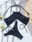 Fashion Black Solid Color Strap Halterneck Split Swimsuit