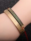 Fashion Gold Color Green Zirconium Elbow Roman Alphabet Stainless Steel Elbow Red Rope Braided Adjustable Mens Bracelet