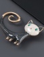 Fashion Black Cat Alloy Oil Drop Diamond Cat Brooch