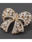 Fashion Rose Gold Alloy Diamond Bow Brooch
