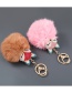 Fashion Brown Red Alloy Diamond Pearl Fox Fur Ball Keychain Plush Pendant