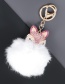 Fashion Blue Alloy Diamond Pearl Fox Fur Ball Keychain Plush Pendant
